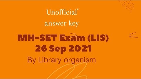 library and Information science MH-SET ( Maharashtra set) exam 26 September 2021