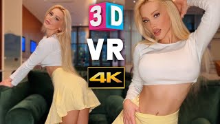 [VR 3D 4K] YesBabyLisa - WHITE TOP & YELLOW TENNIS SKIRT LOOK 180/360