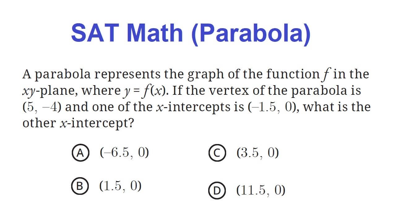 SAT math (Parabola) - YouTube