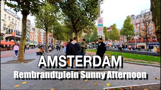 Amsterdam Rembrandtplein Afternoon Sunny Walk  | 5k l 60 UHD Amsterdam Sounds