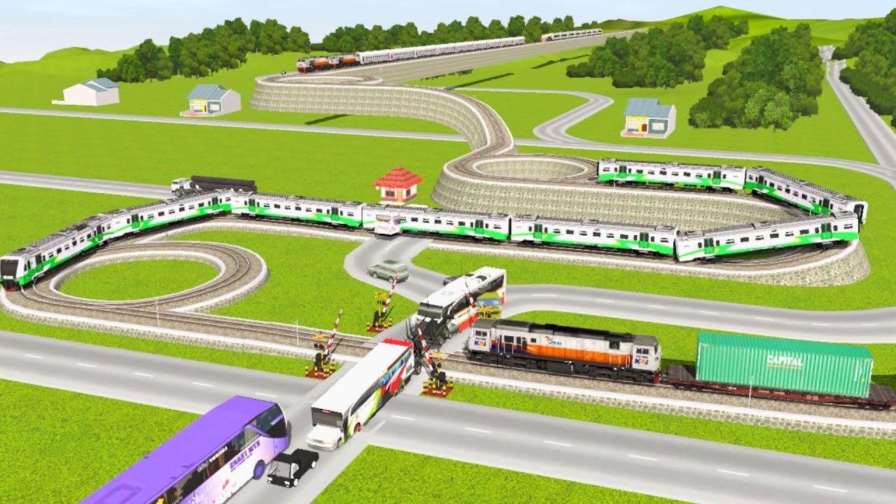 Perlintasan Kereta Api Versi Absurd‼️Bus Nekat, Kereta Lewat