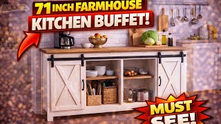 71 Inch Farmhouse Buffet Cabinet | Rustic Kitchen Storage Sideboard Tour & Review