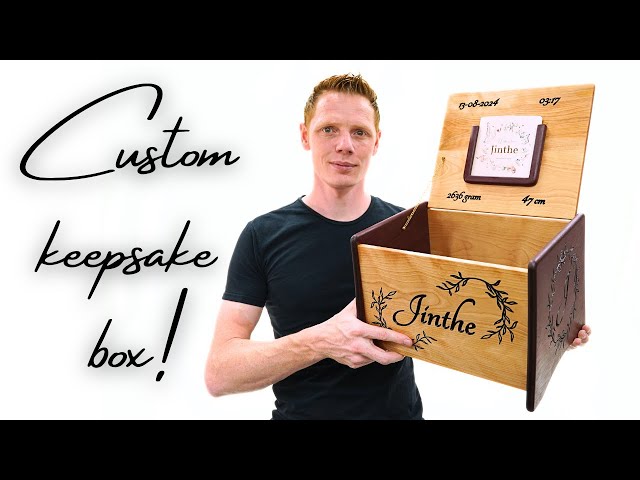 Creative Deco Personalized Baby Memory Box - Heart | Custom Keepsake Boxes | Unique Gift For Newborn Boy Or Girl | Customized Wooden Storage Box With Hinged Lid | UV Print