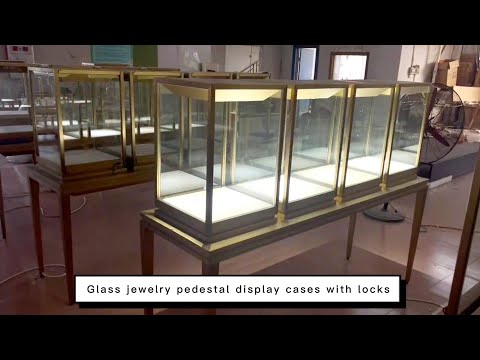 Glass jewelry pedestal display cases with locks - Jewelry Store Fixtures