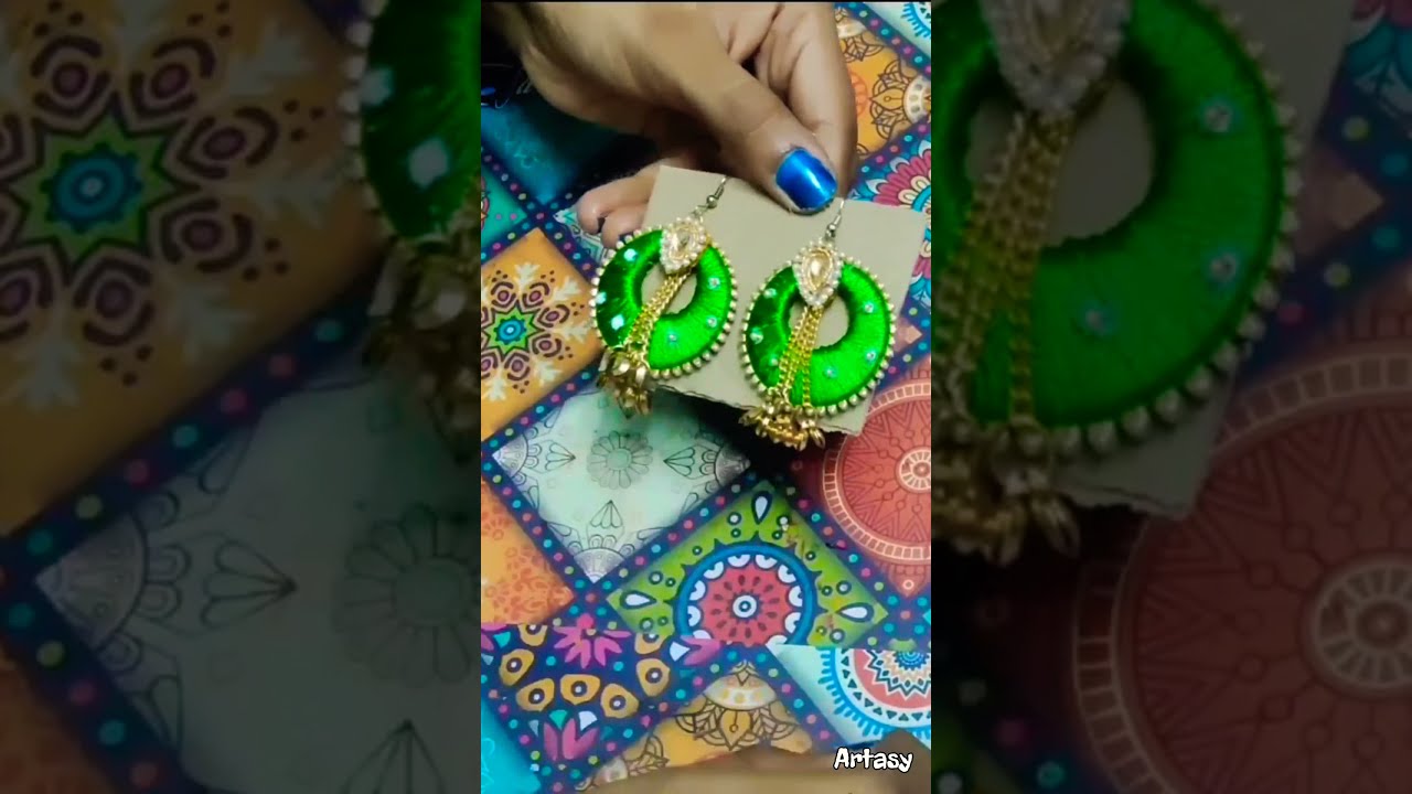 Silk thread jewellery / Silk thread chandbali earring  / Diy stud / Chandbali Silk thread Earring