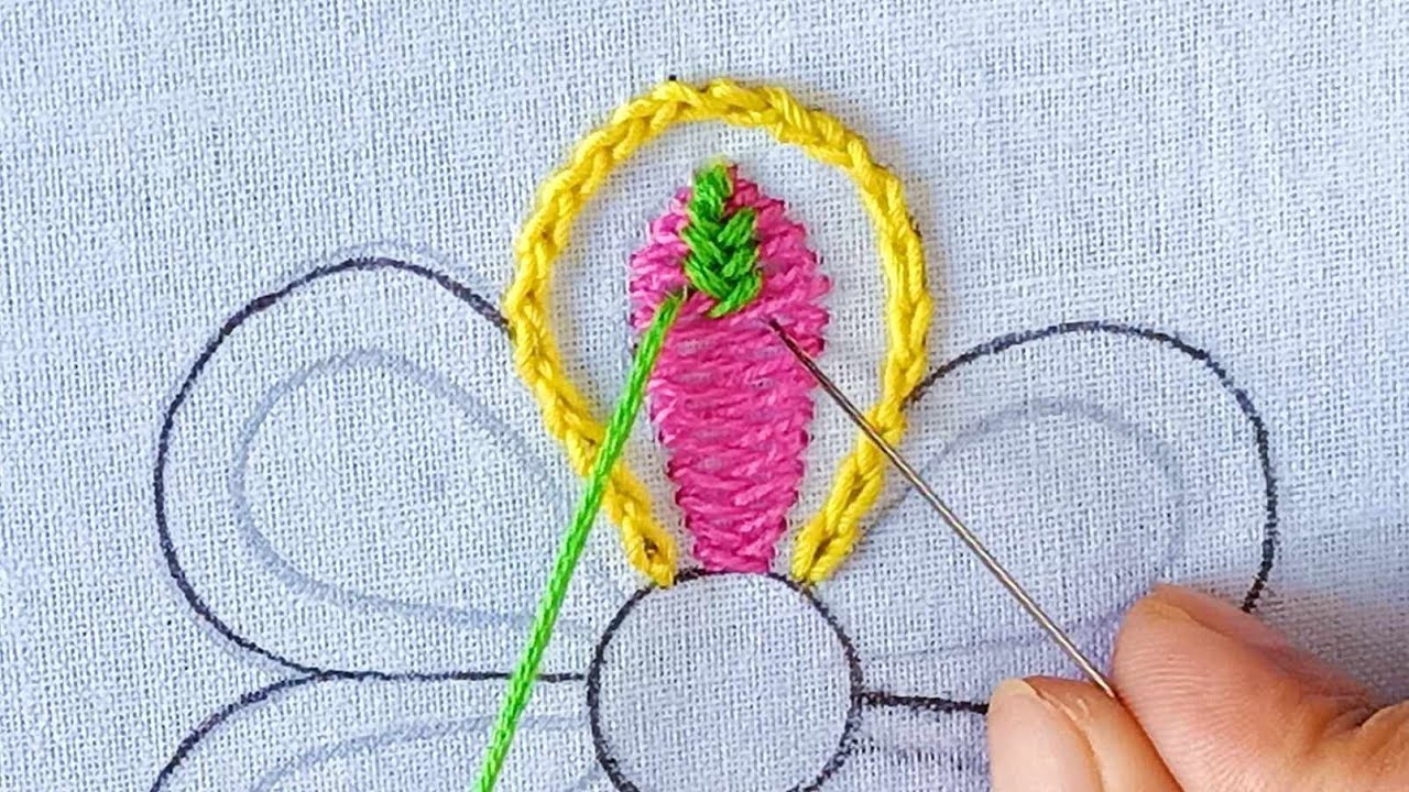 3D fluffy flower hand embroidery tutorial with basic stitches
