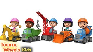 Construction Vehicles Song For Kids Excavator, Dump Truck, Crane & Toy Trucks Toonzy Wheels Kids