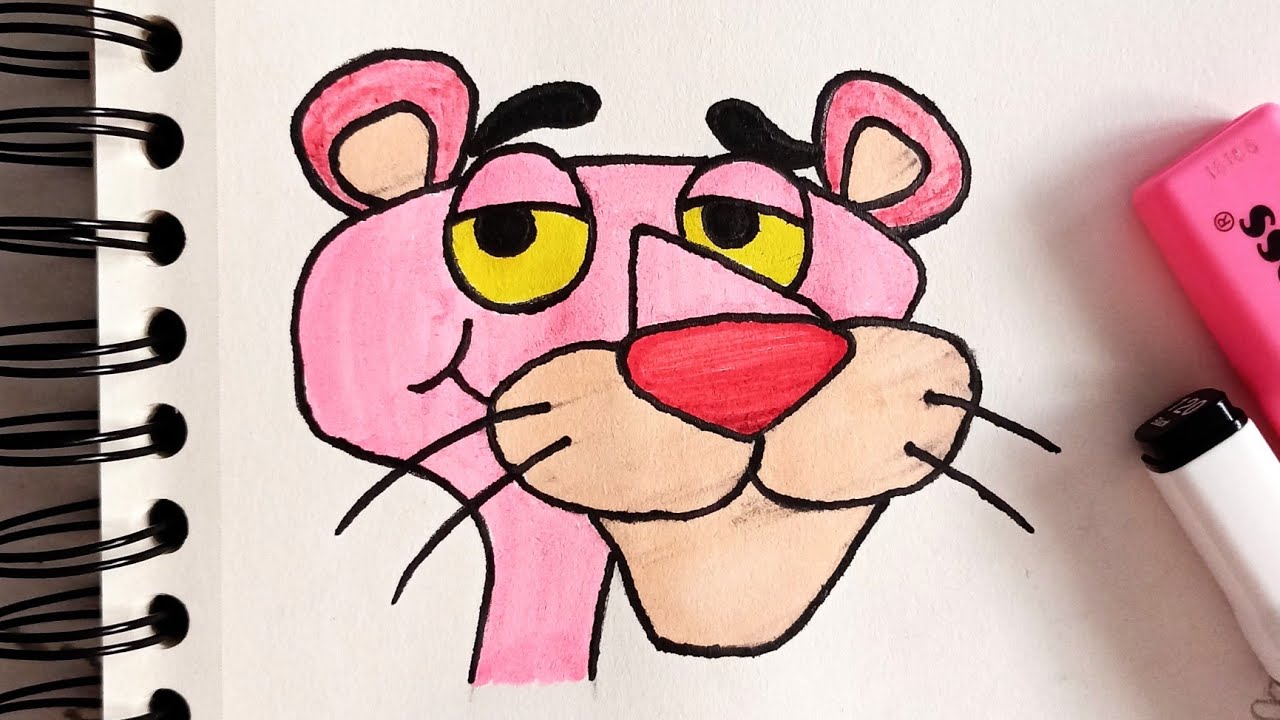 How to draw The Pink Panther | Easy Drawing | Cartoon caracteres | Pink ...