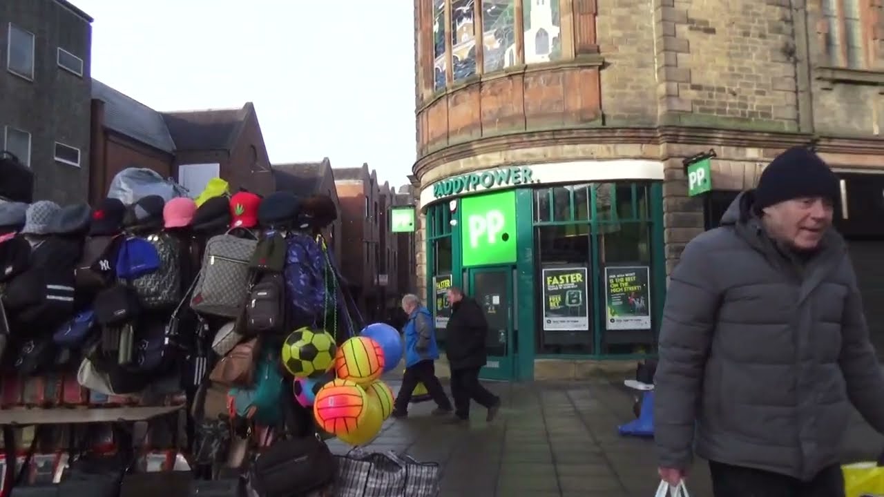 Rotherham Town Centre deserted Wednesday Bric-a-brac and Antiques outdoor market