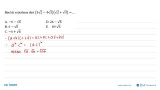 Bentuk sederhana dari (3 akar(2)-4 akar(3))(akar(2)+akar(3))=...
