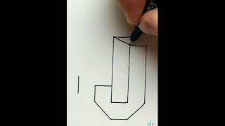 Draw Creative 3D Letter J Simple Drawing 