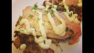 Dollar Tree Gourmet - Salmon with Potato Pancake and Garlic Lemon Aioli