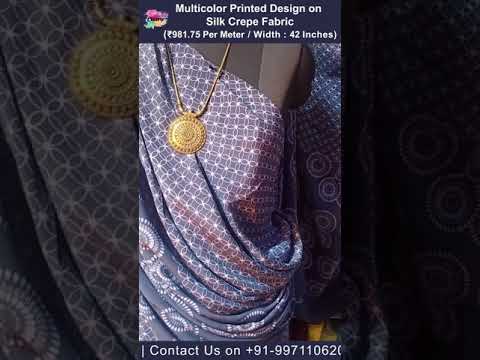 Draping Video : Multicolor Printed Design on Silk Crepe Fabric