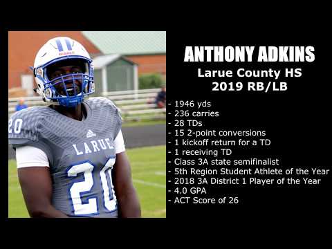 Anthony Adkins - 2019 RB/LB Larue County HS 2018 Season