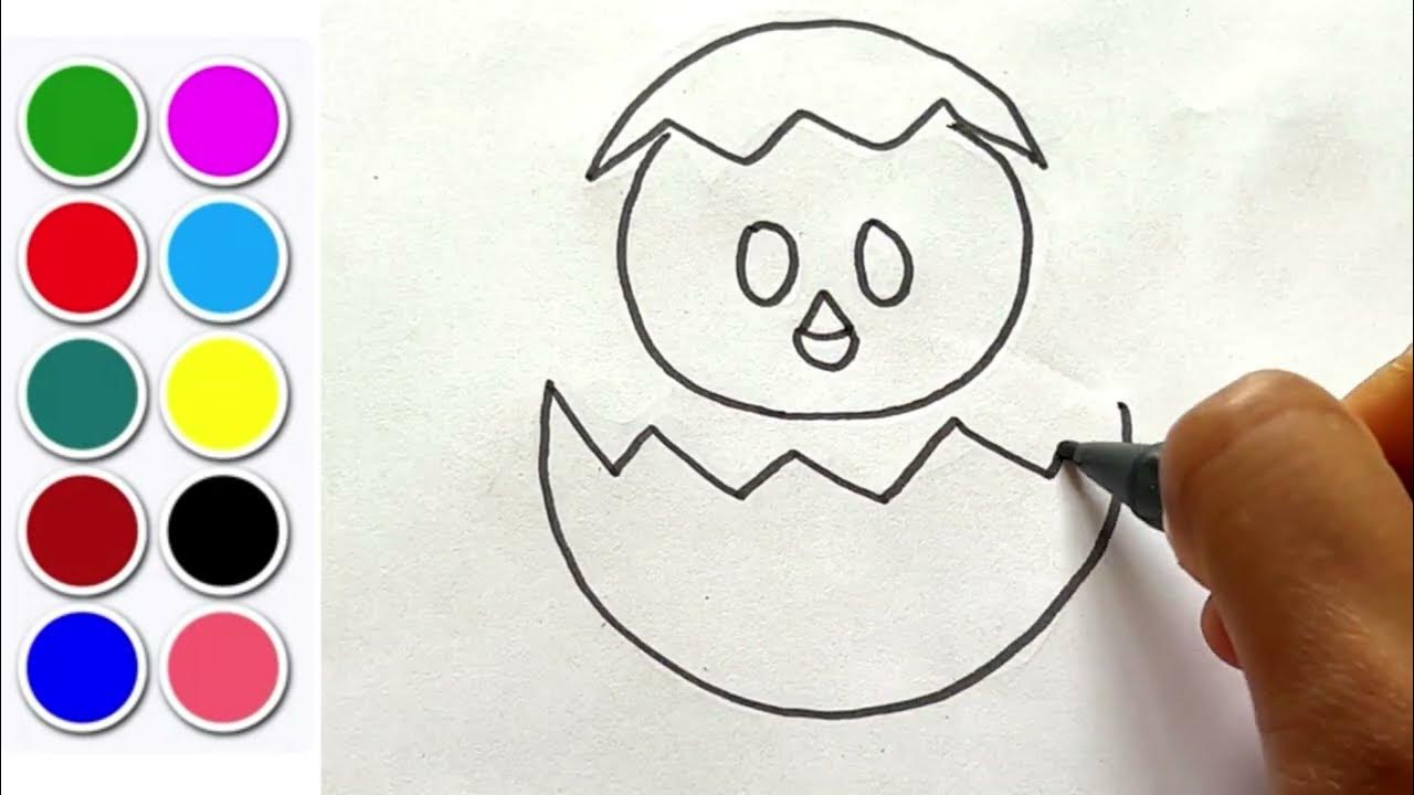 egg chicken drawing, painting and coloring for kids अंडा चिकन ovo de