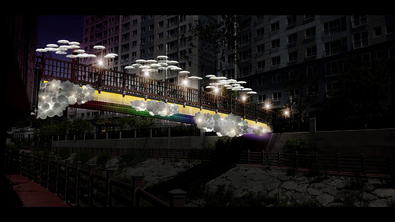 다리 경관조명 RGB 2D LED조명 시뮬레이션 - YouTube