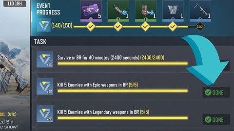 Call Of Duty Mobile Kill 5 Enemies with Epic weapons in BR Task Complete
