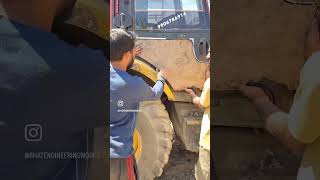 Jcb window glass replaced with iron sheet jcb windowglass broken again and again #replacementparts