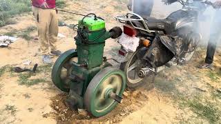 motorcycle se start kar diya engine | Motorcycle starts Fieldmarshal Lister engine|