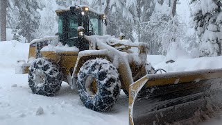 Plowing DEEP Snow CAT 938G  Lake Tahoe