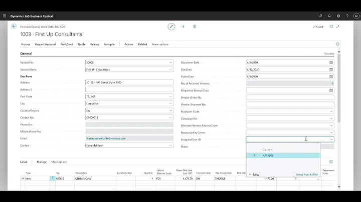 Purchase Quote to Purchase Order Business Central