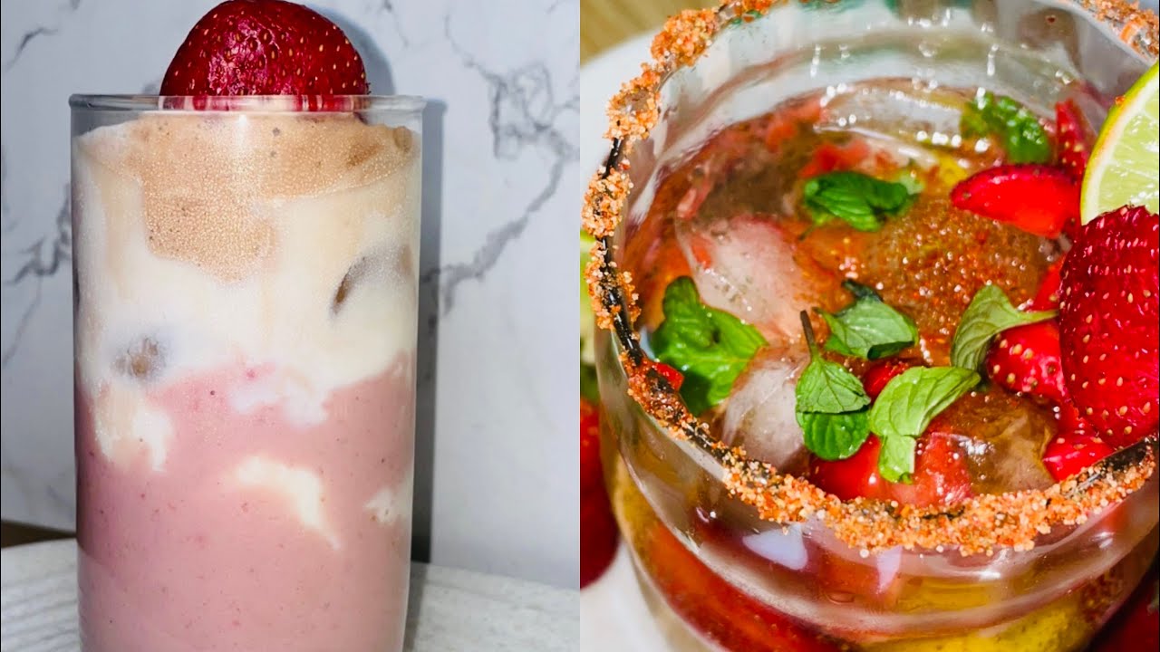 Refreshing Strawberry Mojito & Shake |Summer and Festival Drinks🍓🍹#holispecial #ramadan #summer