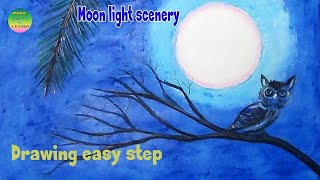 HOW TO DRAW A SCENERY ? Moonlight .SCENERY DRAWING TUTORIAL. কীভাবে সিনারী আঁকবে?