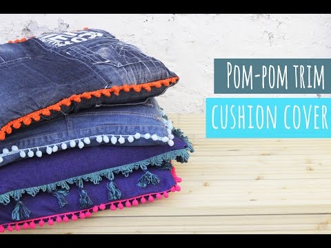 Pompom trim cushion cover tutorial
