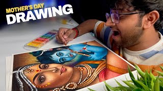 Mother’s Day Drawing,  Krishna Yashoda Maiya Drawing,  Timelapse