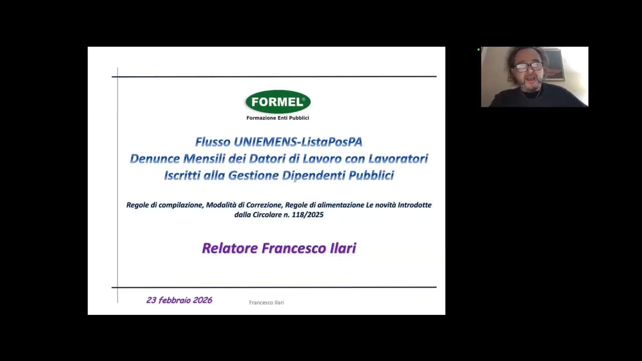 Anteprima Corso 23/02/2026 Flusso UNIEMENS ListaPosPA - Denunce Mensili.