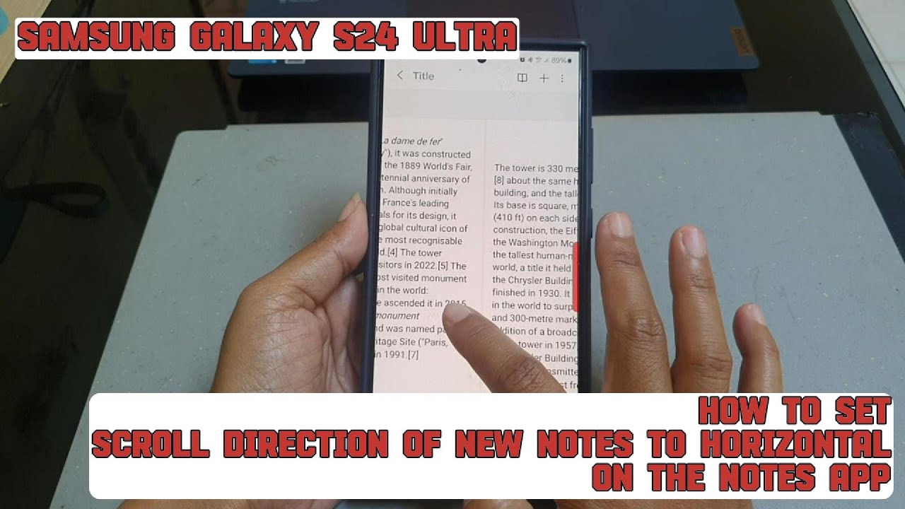 How to set scroll direction of new notes to horizontal on the Notes app ...