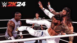 The Bloodline Vs Dudley boyz & Batista - Table Match | WWE 2k24