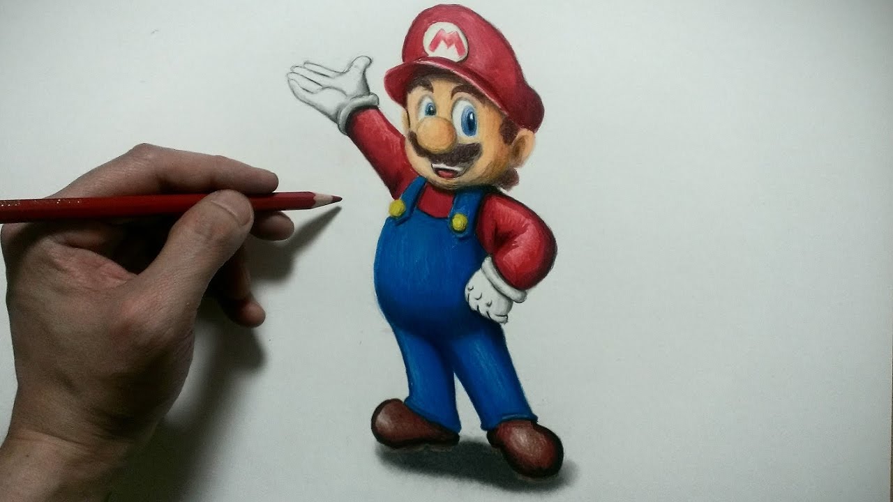 マリオを描いてみた 色鉛筆画 How To Draw Super Mario Youtube