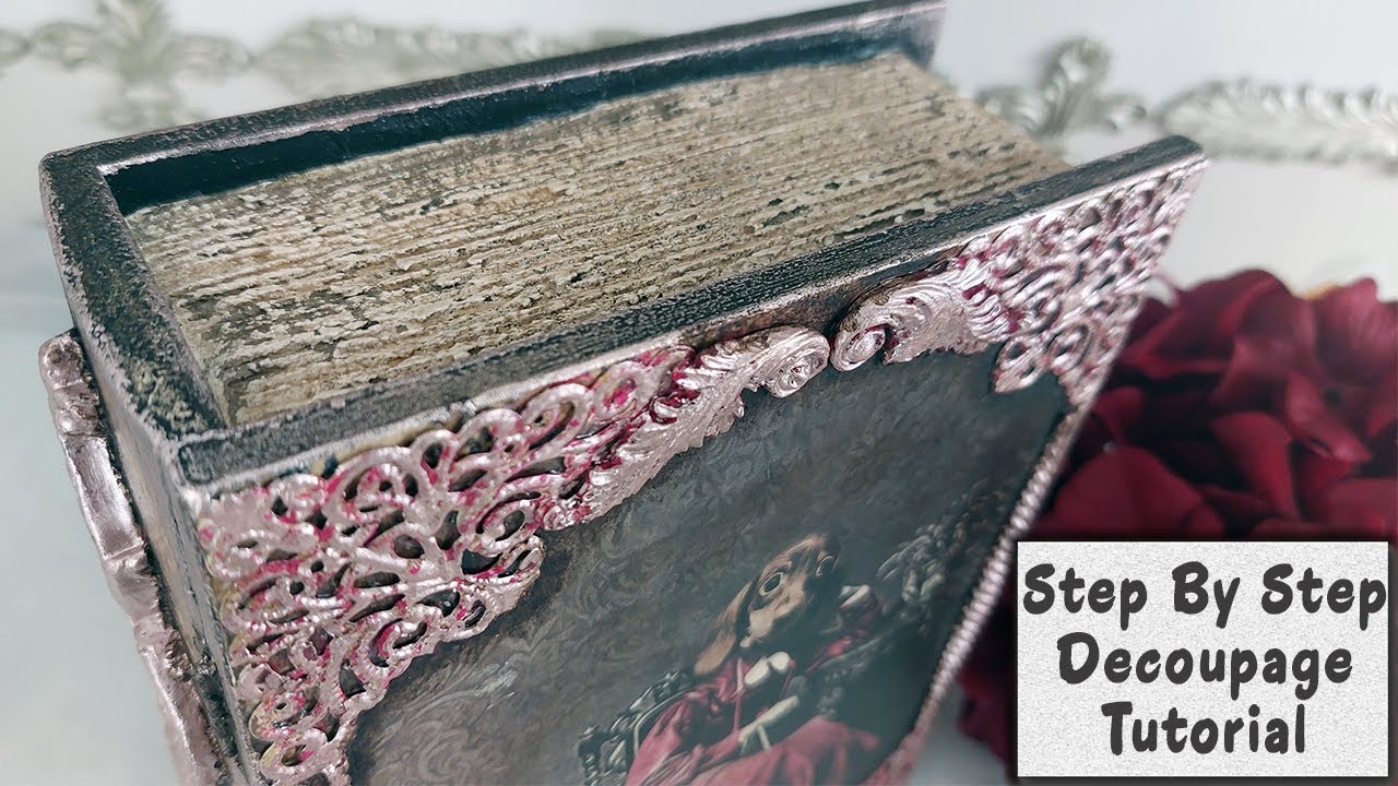 💗Vintage Book Box💗Step by Step Tutorial #decoupage  #homemade #mixedmedia  #homedecor