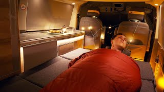 SOLO CAR Camping in Swiss Alps [ comfort cosy car setup, -1 degree night, relaxing van life | ASMR ]