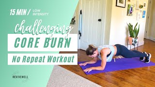 15 min Core Burn Workout | No Repeat | Quick + Challenging | REVIVEWELL TRAINING