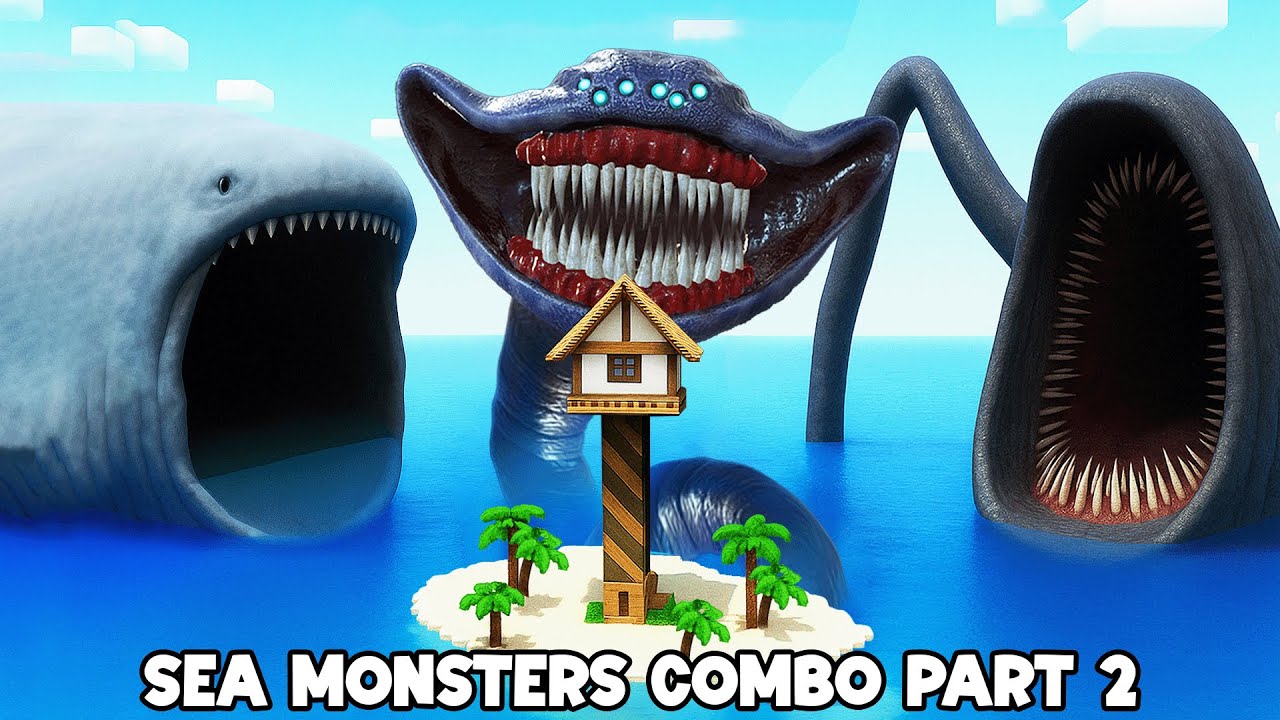SURVIVING FROM SEA MONSTERS COMBO PART 2 in Minecraft - Gameplay - Coffin Meme