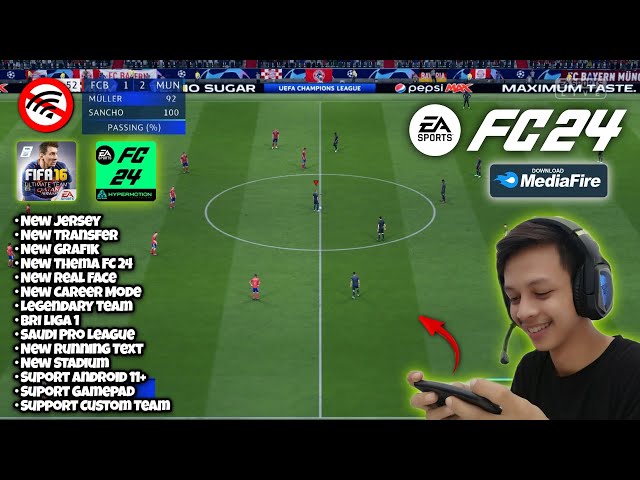 FIFA 16 MOD EA SPORTS FC 24 ANDROID OFFLINE FULL UPDATE JERSEY & TRANSFER 23/24 class=