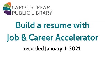 Build a resume with Job & Career Accelerator