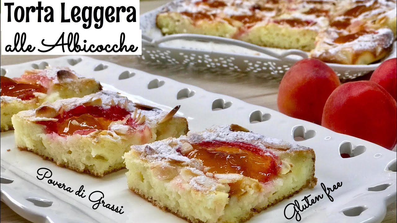 TORTA LEGGERA ALLE ALBICOCCHE e MANDORLE Gluten free e povera di Grassi LIGHT APRICOT ALMOND CAKE