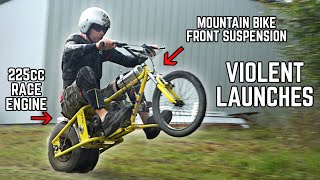 We Turned our Big Tire Motorized Bicycle into a DRAG BIKE! Engine Swap + LAUNCH TEST!