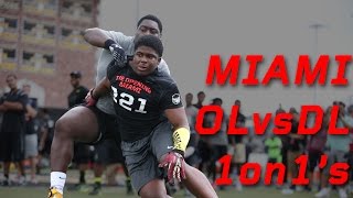Miami OL vs DL 1 on 1 's | 2015 Nike Football The Opening Regionals