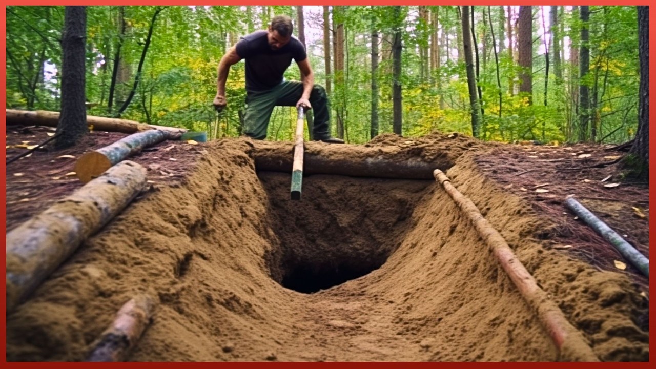 ⁣Man Builds Amazing Underground Log Cabin in the Forest | by @forestpaths