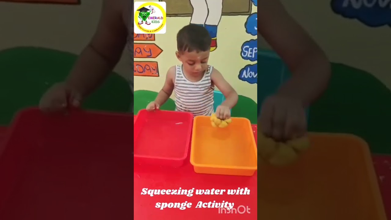 Emeraldkids Tan, Squeezing water with sponge Activity 