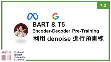 台大資訊 深度學習之應用 | ADL 7.2: Encoder-Decoder Pre-Training (BART, T5) 利用 denoise 進行預訓練