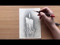 Рисуем горящую свечу карандашом | Drawing a burning wax candle with graphite pencils