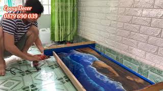 Great Table epoxy | Cách làm Mặt Bàn Làm Việc gỗ epoxy Đẹp Kiểu Sóng Biển