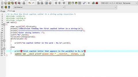Program C to find the first capital letter in a string using recursion