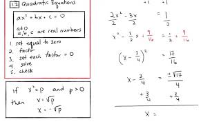 Math 101, Ch 1, Sec 2, Quadratic Equations