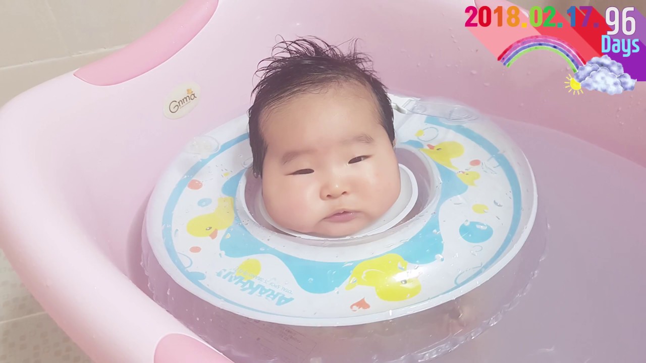 Baby who is swimming using Neck tube(3months old) 20180212 YouTube